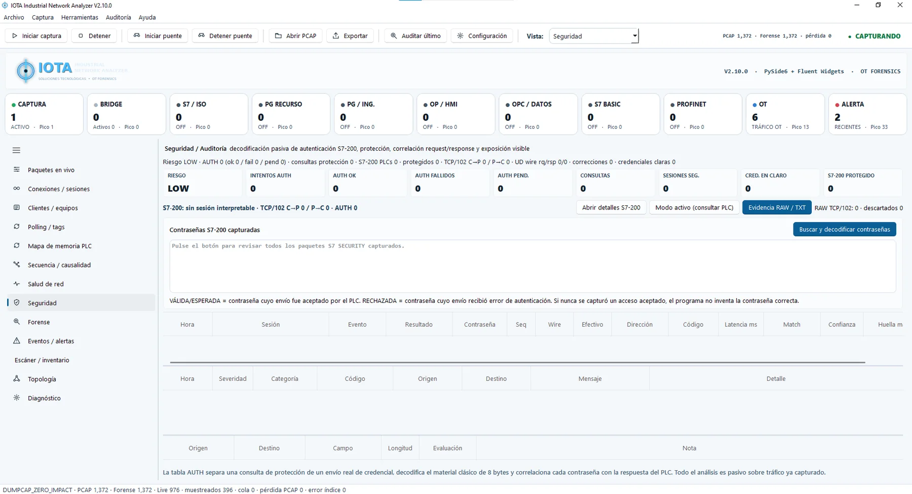 Análisis de sesiones IOTA Analyzer