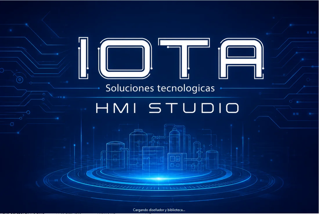 Captura real del editor de IOTA HMI Studio