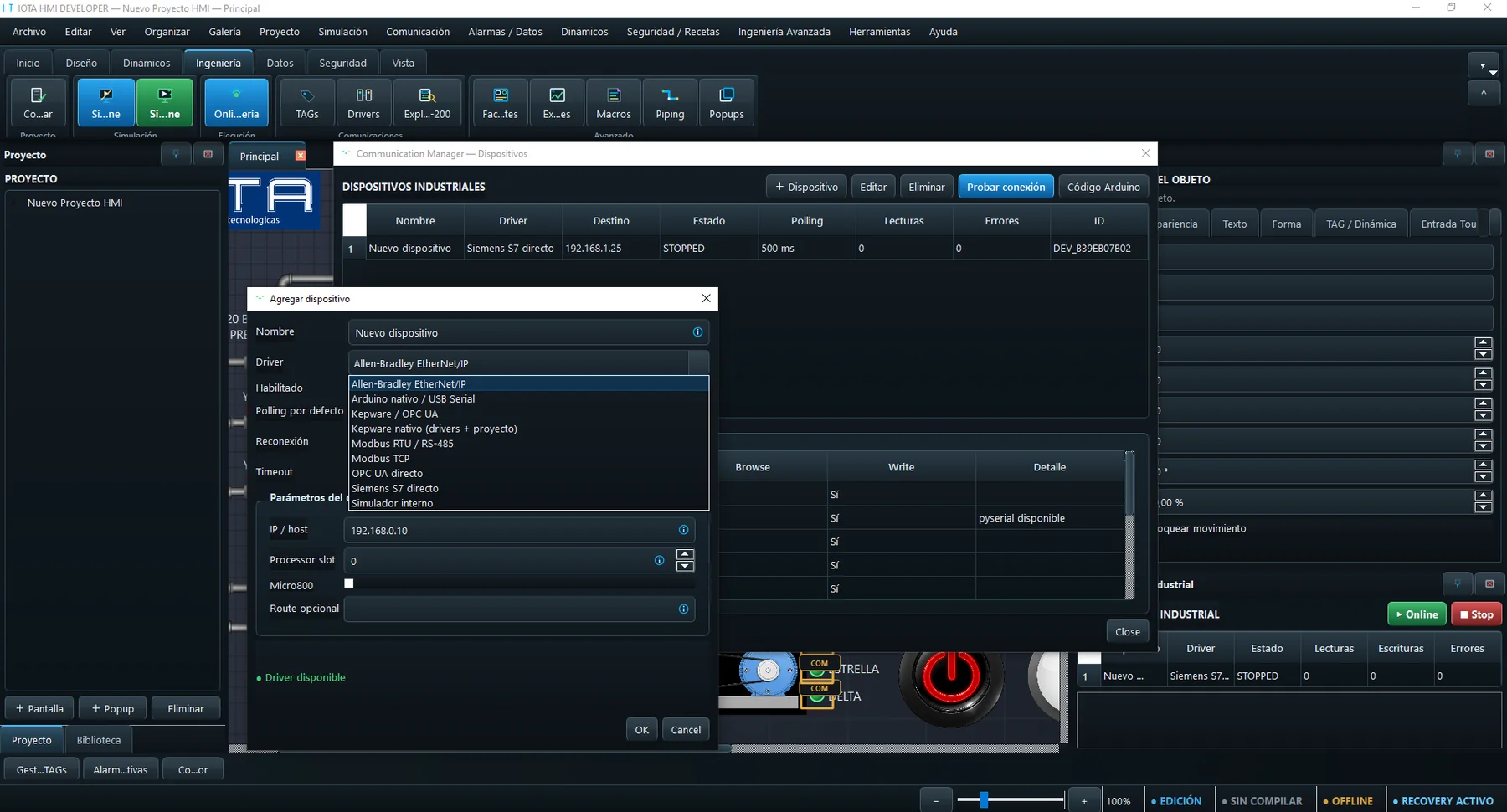 Editor de pantallas de IOTA HMI Studio